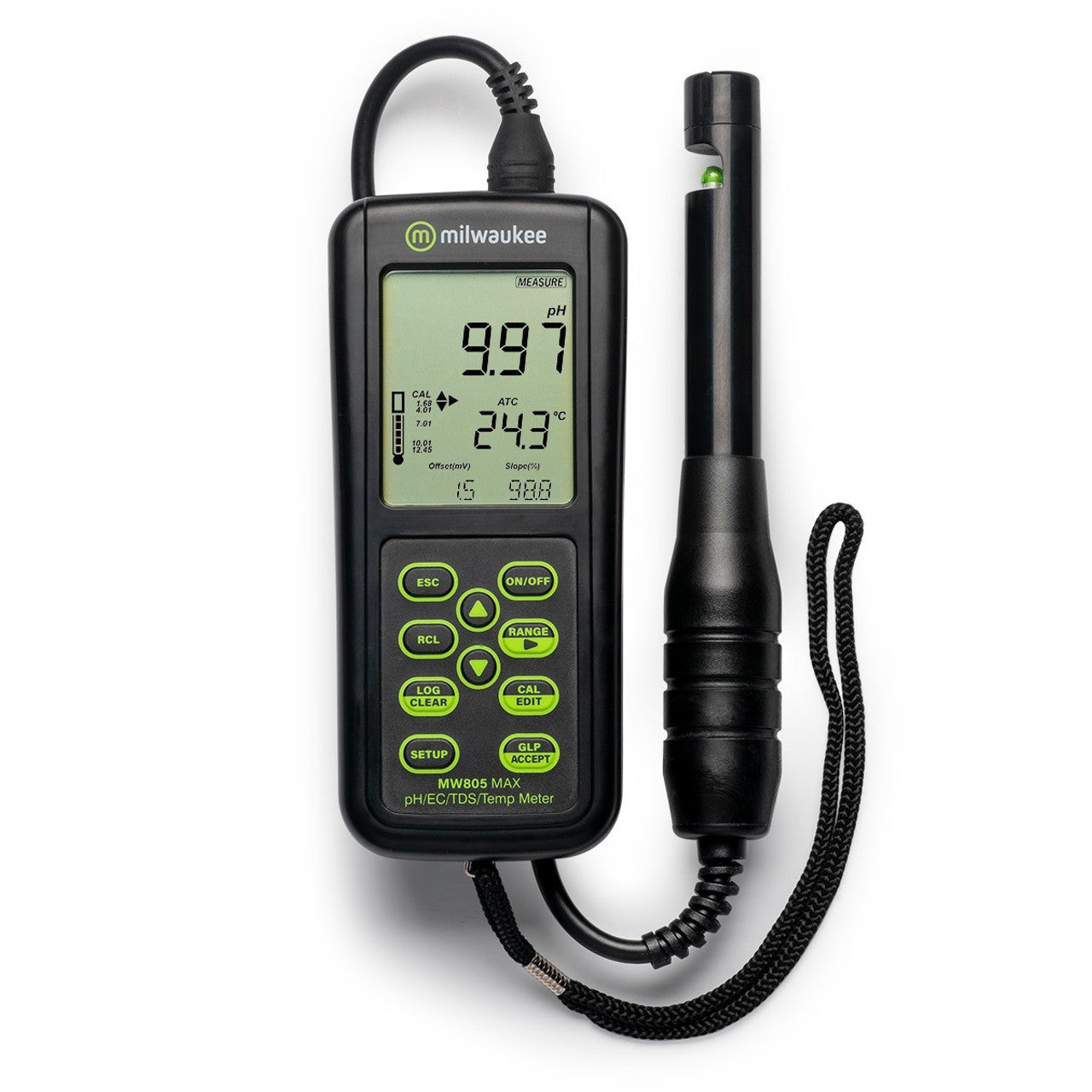 MULTIPARAMETRO PH,EC,TDS,TEMP. RANGO ALTO CON SONDA PORTATIL MW806 MAX MILWAUKEE
