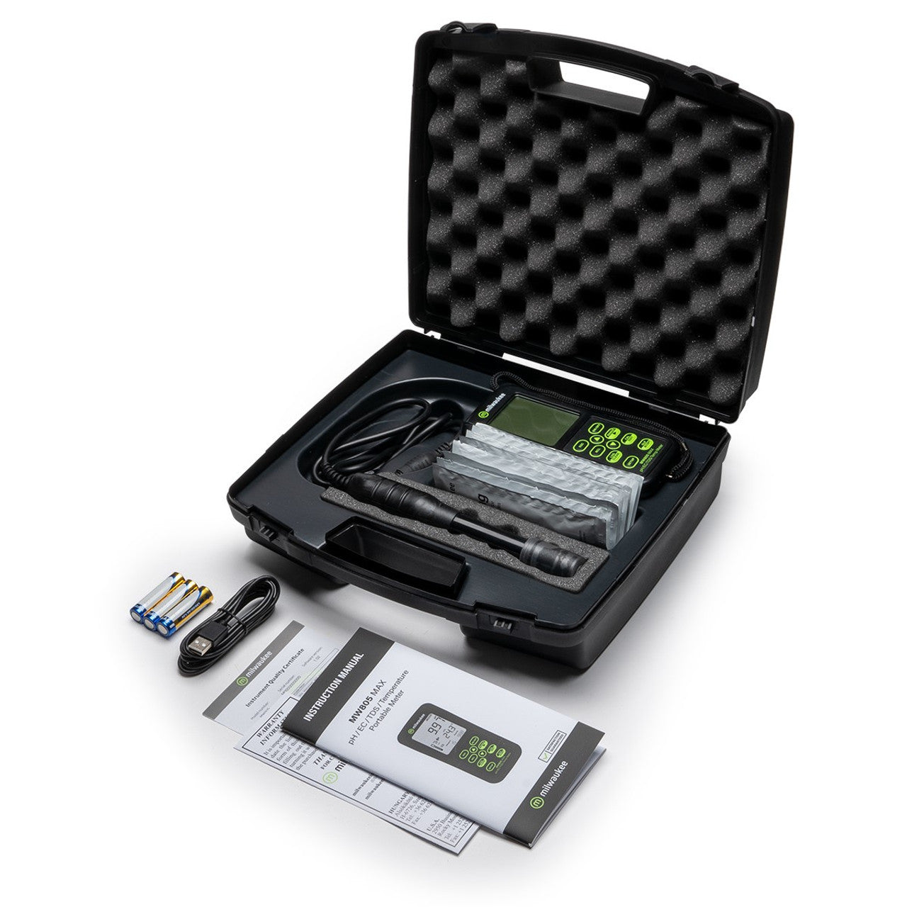 MULTIPARAMETRO PH,EC,TDS,TEMP. RANGO ALTO CON SONDA PORTATIL MW806 MAX MILWAUKEE