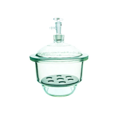 Desecador de Vidrio 300 mm con Plato de Porcelana y Llave | Laboratorio – ABSA Soluciones Perú