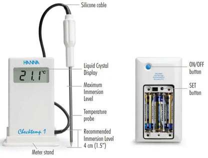 TERMOMETRO DIGITAL CON SONDA DE 3.3m Y VASTAGO DE 125mm Checktemp® 1 HI98509 HANNA INSTRUMENTS