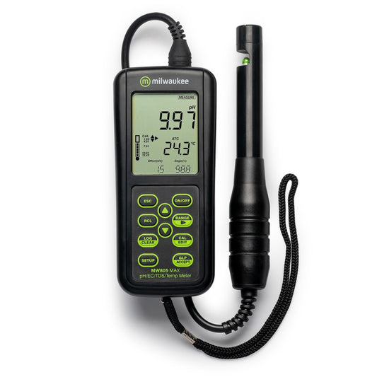 MULTIPARAMETRO PH,EC,TDS,TEMP. RANGO BAJO CON SONDA PORTATIL MW805 MAX MILWAUKEE
