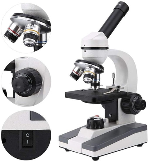 MICROSCOPIO MONOCULAR ESCOLAR MOD BSK-01 DE 3 OBJETIVOS HASTA 400X -